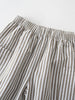 Close-up of striped elastic waistband pants in brown and white Striped Pants - Matcha Stripe Boys
