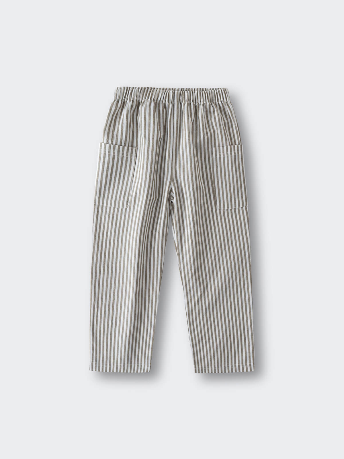 Striped pants in gray and white with elastic waistband and pockets Striped Pants - Matcha Stripe Boys