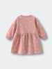Pink sweatshirt dress with white rabbit and flower print pattern Baby Sweatshirt Dress - Meadow Friends Blush Baby girl