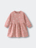 Pink dress with white bunny rabbit print and ribbed cuffs Baby Sweatshirt Dress - Meadow Friends Blush Baby girl