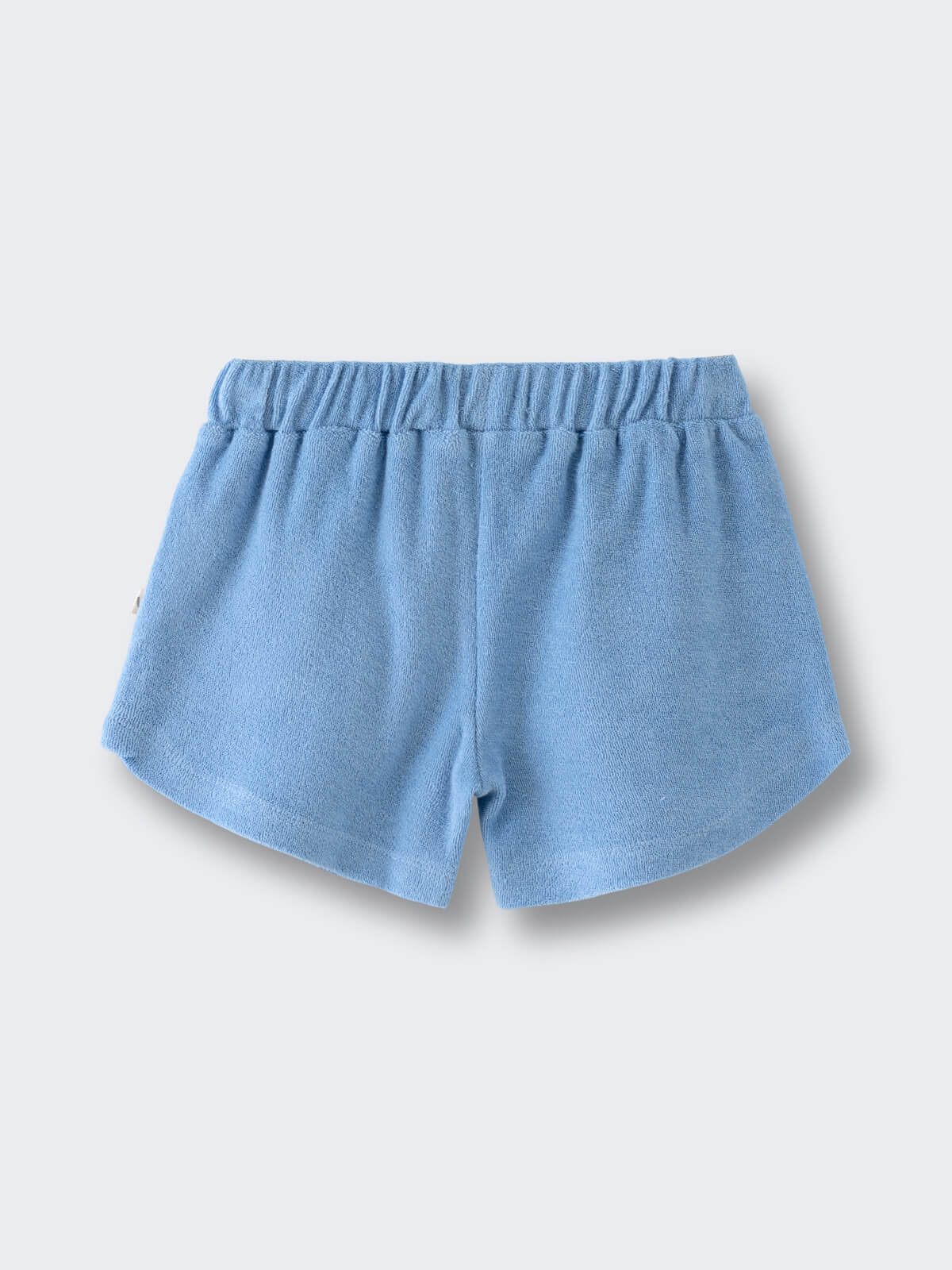 Light blue terry cloth shorts with elastic waistband on white background Towelling Shorts - Sky Blue Boys