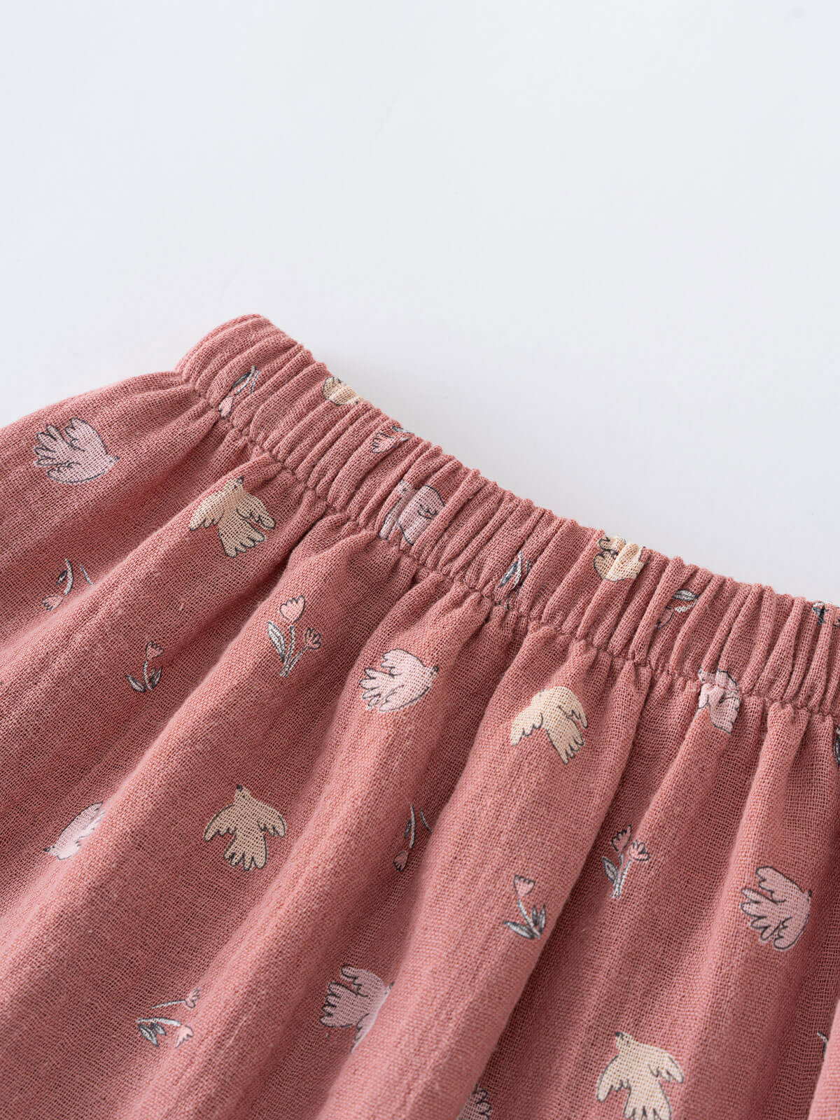 Pink fabric with shell pattern on a white background Woven Skirt - Bird And Blossom Rosehip Girls